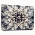 Vibrant botanical dahlia design wall art displayed in acrylic glass, showcasing rich colors and intricate details, perfect for enhancing home decor.