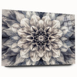 Stylish acrylic glass wall art featuring a botanical dahlia design, showcasing vibrant pink and white flowers in a modern side view, perfect for home decor.