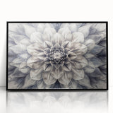 Framed wall art showcasing a vibrant botanical dahlia design in hues of pink and yellow, featuring a sleek black frame, perfect for enhancing home decor. Ideal for floral enthusiasts and art collectors alike, this piece adds elegance to any room.