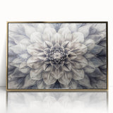 Framed acrylic wall art featuring a botanical dahlia design in vibrant colors, set in a sleek gold frame, perfect for enhancing home decor aesthetics.