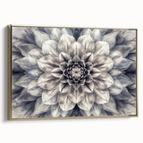 Framed wall art showcasing a botanical dahlia design with vibrant pink and gold hues, elegantly displayed in a stylish frame, perfect for home decor enhancement.