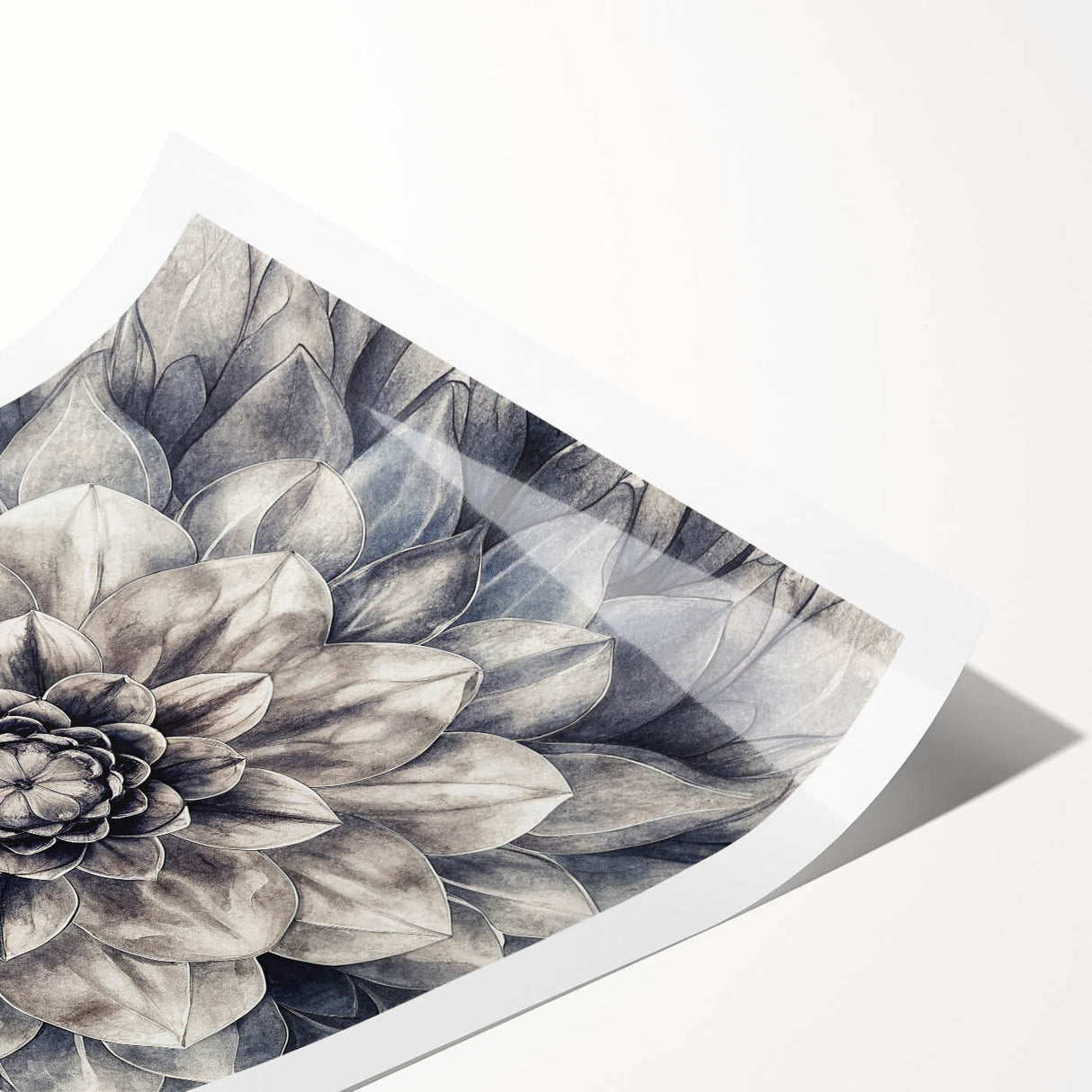 Vibrant botanical dahlia design wall art print showcasing rich colors and intricate floral details, perfect for home decor or office enhancement.