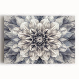 Stretched canvas wall art showcasing a vibrant botanical dahlia design with rich colors, perfect for home decor or floral-themed interior design.