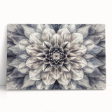 Stretched canvas wall art featuring a vibrant botanical dahlia design in rich colors, perfect for adding a floral touch to home decor settings. The artwork showcases intricate details and textures, making it an ideal centerpiece for any room.