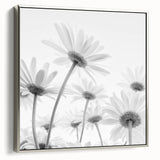 Framed wall art showcasing a botanical daisy design with a silver frame, highlighting vibrant colors and intricate floral details, perfect for home decor.