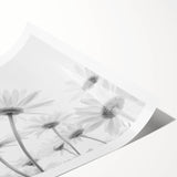 Botanical wall art print showcasing a vibrant daisy design with intricate details and rich colors, rolled and ready for framing, perfect for home decor.