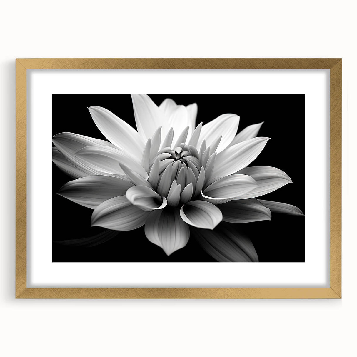 Botanical daisy design wall art collection featuring a framed piece with a gold matte finish, showcasing vibrant floral patterns ideal for home decor.