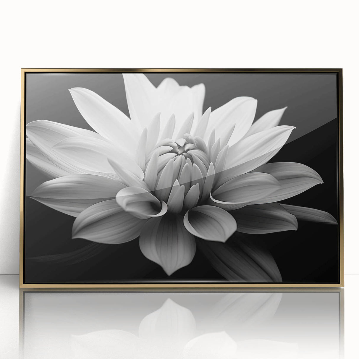 Framed botanical wall art featuring a vibrant daisy design with a gold-acrylic finish, perfect for adding a touch of nature-inspired elegance to modern decor.