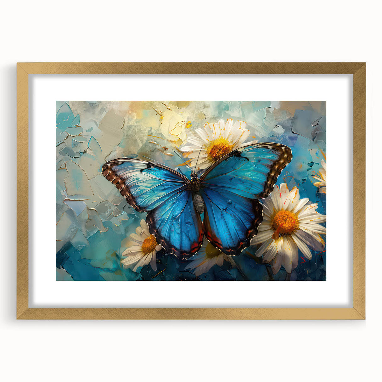 Botanical wall art collection featuring a daisy design in a gold frame with a mat, perfect for home decor. Ideal for nature lovers seeking elegant aesthetics.