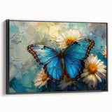 Framed black canvas wall art showcasing a detailed botanical daisy design, perfect for home decor. The artwork features vibrant colors and intricate details, enhancing any room’s aesthetic. Ideal for floral enthusiasts and modern interiors.
