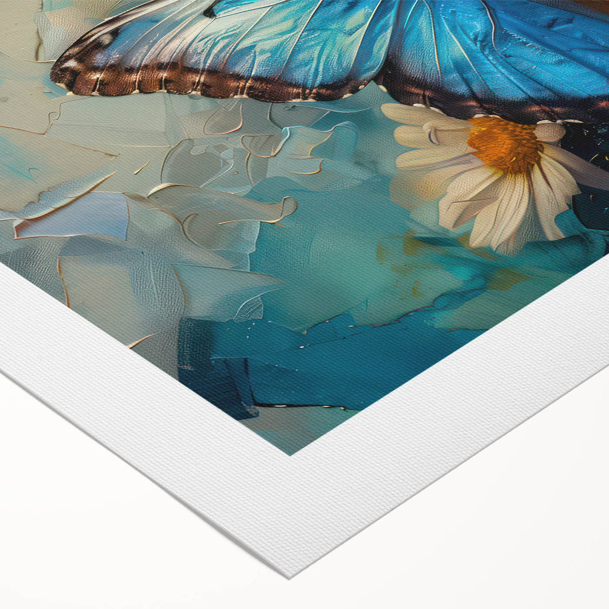 Bright and colorful botanical wall art featuring a detailed daisy design on rolled canvas, perfect for home decor or floral-themed interiors, presented in protective packaging.
