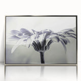Framed wall art featuring a botanical daisy design, showcasing vibrant white flowers with green leaves, elegantly displayed in a sleek silver frame. Ideal for home decor.