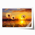 Botanical wall art print showcasing a delicate dandelion design in soft yellow and green hues, rolled and ready for framing to enhance any decor. Ideal for nature lovers and home decoration enthusiasts.