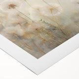 Beautiful botanical dandelion wall art on rolled canvas, featuring intricate floral designs in soft hues, perfect for home decor or gifting. Ideal for nature lovers.