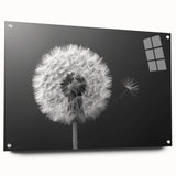 Elegant dandelion botanical wall art design displayed in acrylic glass, showcasing intricate floral details and vibrant colors, ideal for home decor.
