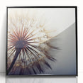 Framed botanical wall art featuring a detailed dandelion design in black acrylic, ideal for modern home decor. Perfect for nature enthusiasts and minimalist aesthetics.