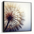 Framed wall art showcasing a botanical dandelion design on black canvas, highlighting intricate details and textures, perfect for modern home decor.