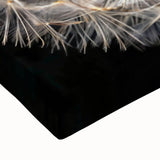 Close-up of a vibrant dandelion botanical wall art piece on stretched canvas, showcasing intricate details and textures, perfect for home decor enhancement.