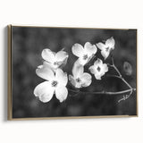 Framed botanical wall art collection showcasing a dogwood design in elegant gold, highlighting intricate floral details and a stylish side view presentation.