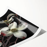 Botanical wall art print showcasing delicate dogwood flowers in soft pastel colors, rolled and ready for framing, perfect for enhancing home decor.