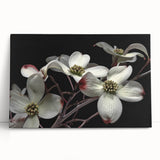 Stretched canvas wall art showcasing a vibrant dogwood floral design, featuring intricate details and soft pastel colors, perfect for home decor.