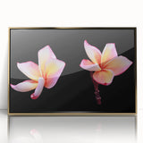 Framed wall art featuring a botanical dogwood design in vibrant colors, set in an elegant gold frame, perfect for home decor enhancement and nature lovers.