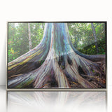 Framed botanical wall art featuring a delicate eucalyptus design in silver-acrylic frame, showcasing elegant greenery against a neutral background. Ideal for modern home decor.