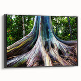 Framed botanical wall art featuring a detailed eucalyptus design on canvas, highlighted with a black frame, showcasing elegant greenery for modern decor.