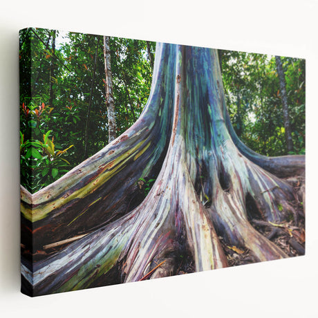 Stretched canvas wall art showcasing a botanical eucalyptus design with vibrant green tones, perfect for adding a natural touch to home decor.