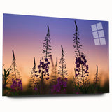 Acrylic wall art featuring a vibrant botanical design of fireweed flowers, displayed in a sleek side view, perfect for enhancing modern home decor.