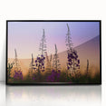 Framed wall art featuring a vibrant fireweed botanical design, displayed in a sleek black frame, perfect for adding a touch of nature-inspired elegance to any room.