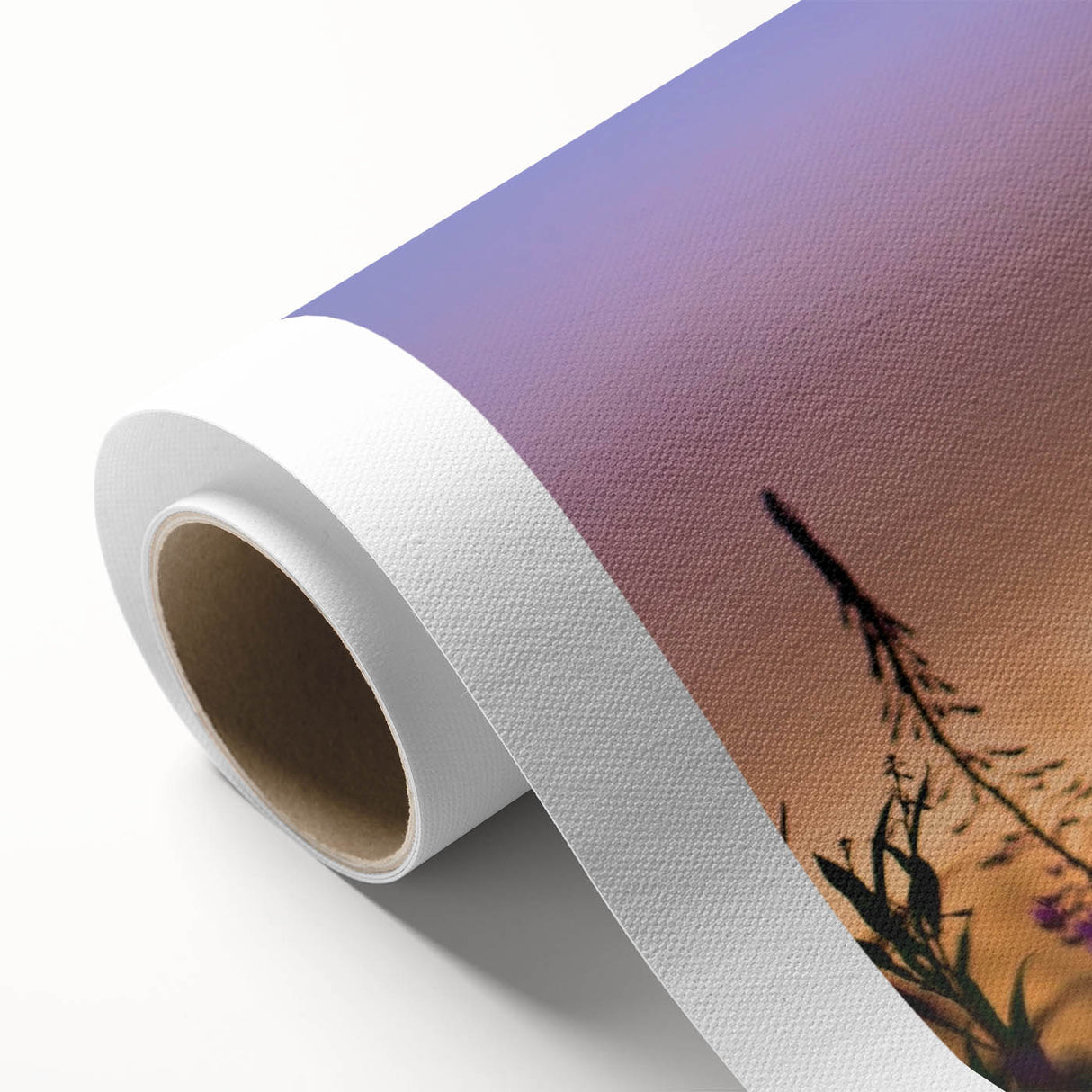 Vibrant botanical wall art featuring delicate fireweed flowers on a rolled canvas, showcasing intricate details and vivid colors, perfect for home decor.