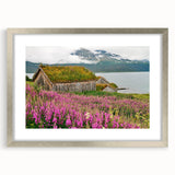 Botanical wall art featuring a vibrant fireweed design in a silver frame with a mat, perfect for enhancing home decor with natural elegance and color.