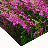 Close-up of a vibrant fireweed botanical wall art canvas print showcasing intricate floral details and vivid colors, perfect for home or office decor.