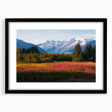 Framed botanical wall art featuring vibrant fireweed design, set in a sleek black frame with a white mat, ideal for home decor and nature enthusiasts.
