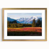 Botanical wall art featuring a vibrant fireweed design, elegantly framed with a gold mat, perfect for enhancing home decor aesthetics and adding a touch of nature.