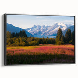 Framed canvas artwork showcasing a botanical fireweed design, featuring vibrant colors and intricate details, displayed against a black background for a modern touch.
