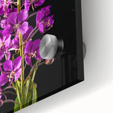 Close-up of a vibrant fireweed botanical wall art print, showcasing intricate details and rich colors on acrylic glass, ideal for modern home decor.