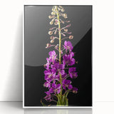 Framed wall art featuring a vibrant botanical design of fireweed flowers, presented in a sleek white frame, perfect for adding a touch of nature to home decor.