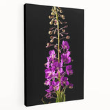 Stretched canvas wall art showcasing a vibrant botanical fireweed design, featuring colorful floral details and a textured surface, ideal for home decor.