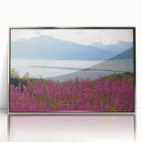 Framed botanical wall art featuring vibrant fireweed flowers in a silver-acrylic finish, ideal for adding a touch of nature-inspired elegance to home decor.