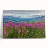 Vibrant botanical wall art featuring a fireweed design on stretched canvas, showcasing rich colors with a modern aesthetic, perfect for home decor enhancement.