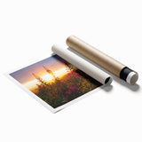 Vibrant botanical wall art print showcasing a detailed fireweed design in shades of green and pink, rolled for easy display and storage. Perfect for nature lovers.