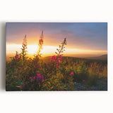 Stretched canvas wall art featuring vibrant botanical fireweed design in rich colors, perfect for enhancing home decor with a natural touch.