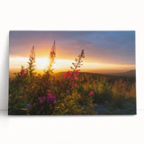 Vibrant botanical wall art showcasing a fireweed design, printed on stretched canvas and displayed against a neutral backdrop, perfect for home decor enthusiasts.