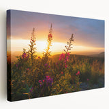 Stretched canvas wall art showcasing a vibrant fireweed botanical design, featuring rich colors and intricate details, perfect for nature-themed decor.
