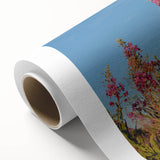 Vibrant botanical wall art featuring a fireweed design on rolled canvas, showcasing intricate details and rich colors, ideal for home decor enthusiasts.