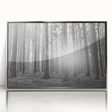 Framed wall art featuring a botanical forest design with vibrant flowers and trees, set in a sleek silver frame, perfect for enhancing any modern decor.