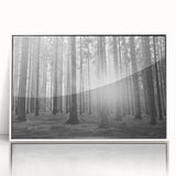 Framed wall art featuring a botanical forest design with colorful flowers and trees, presented in a sleek white frame, ideal for home decor enhancement.