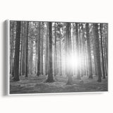 Framed wall art featuring a botanical forest design with colorful flowers and trees, set against a white background, showcasing vibrant nature-inspired decor for home interiors.